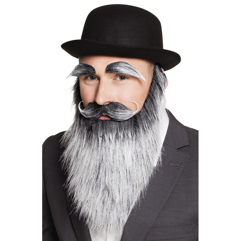 Šedivý plnovous s knírem a obočím